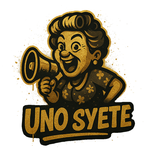 UnoSyete Tita mascot na may megaphone